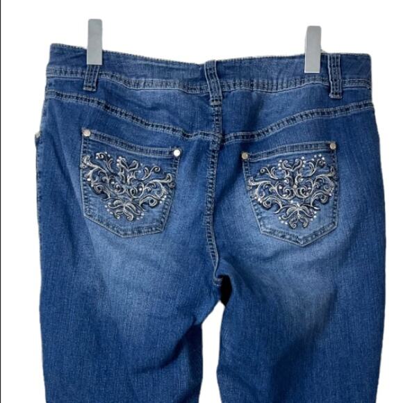 Lane Bryant Embellished Skinny Ankle Mid Rise Jeans Medium Wash Plus Size 16 - Picture 5 of 8